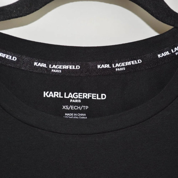 NWT KARL LAGERFELD PARIS TOP SIZE XS BLACK MULTICOLOR BLACK - Picture 2 of 4